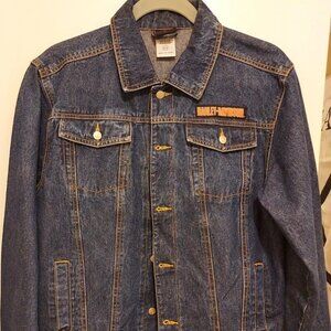 Vintage Harley Davidson Denim Trucker Jacket Women's Size Large Shield Logo